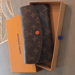 LOUIS VUITTON Monogram Canvas Emilie Wallet Orange & Brown